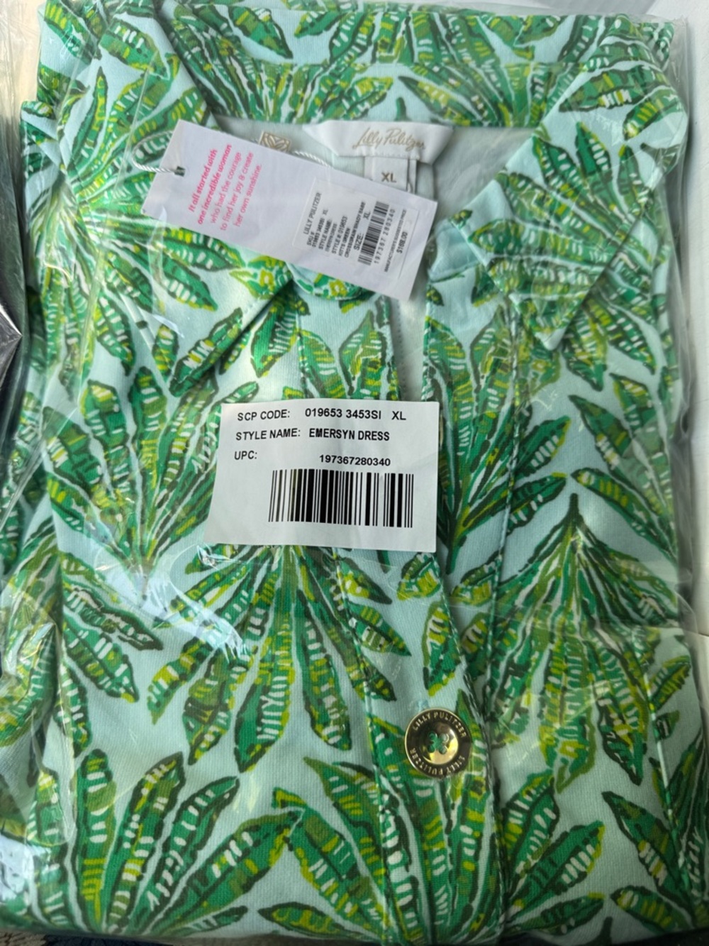 NWT Lilly Pulitzer XL Emersyn Dress “Kitts Green Crossgrain Shady Babe” sz XL - Picture 9 of 11